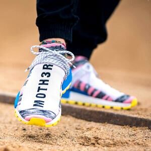Adidas NMD HuPharrell Solar Pack Mother land sneakers mens size 6.5 W/7with box